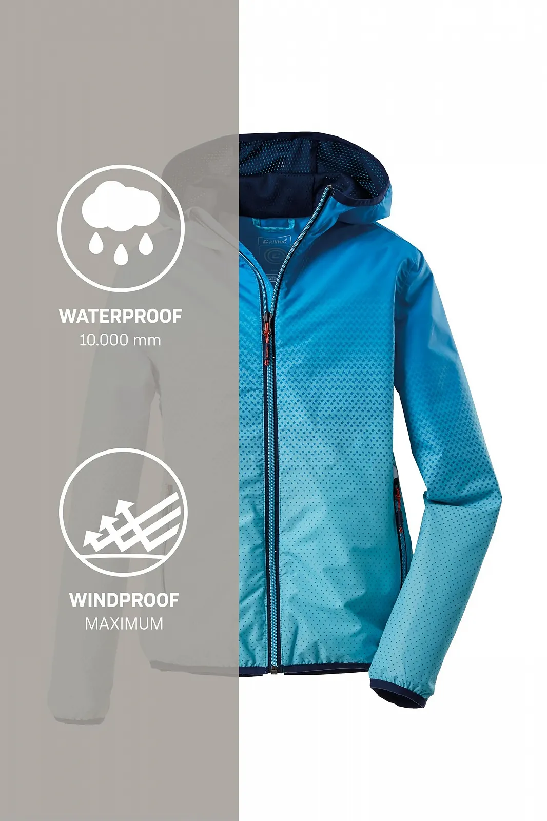 Куртка Killtec Lyse Grls Функциональная куртка / Дождевик с капюшоном, упаковываемый, фото №6