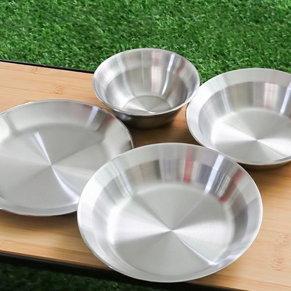 Тарелки Stainless Steel Tableware 4 шт Набор для кемпинга на пикник, фото №6