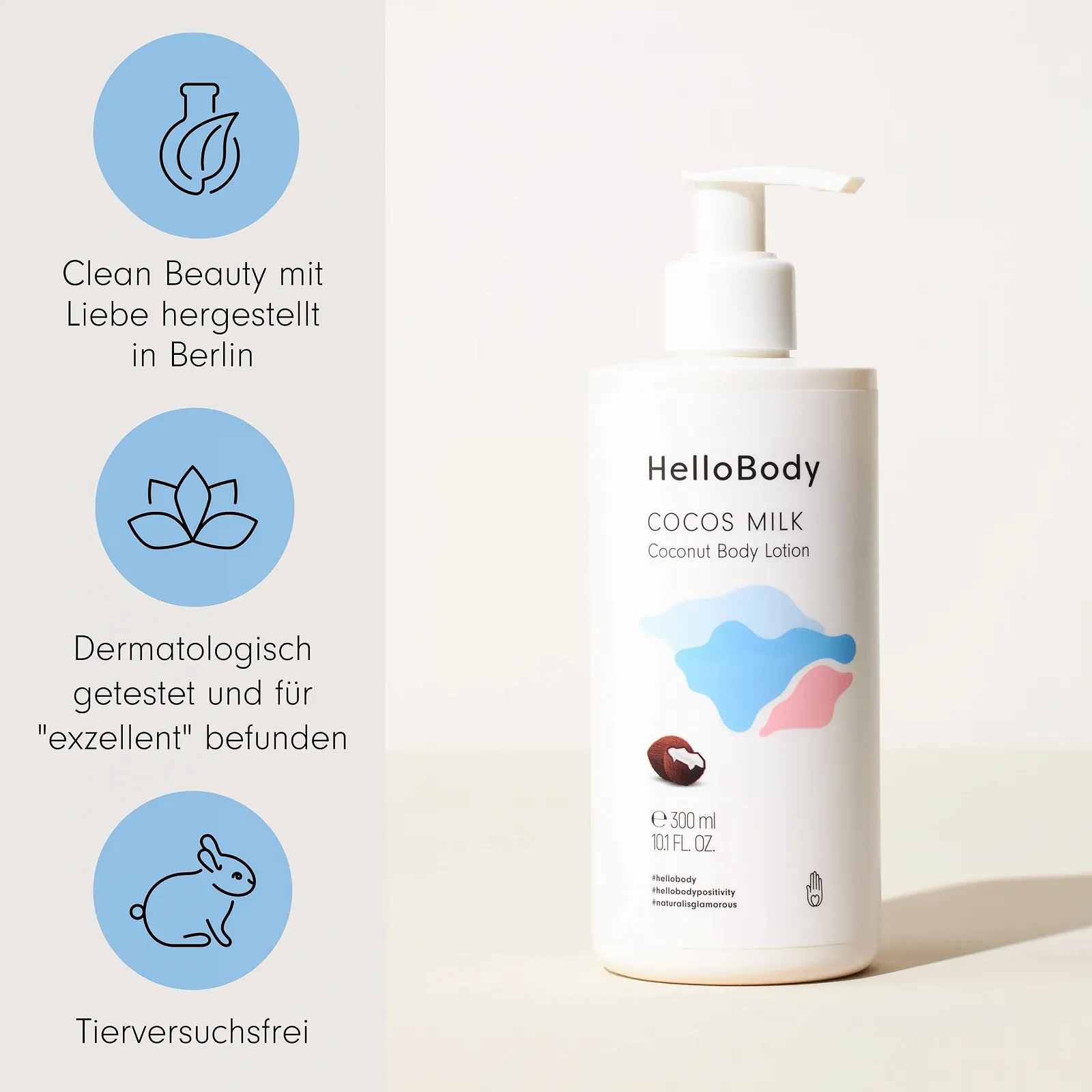 Лосьйон для тіла HelloBody Cocos Milk Зволожуючий 300 мл, фото №5 Лосьйон для тіла HelloBody Cocos Milk Зволожуючий 300 мл, фото №5