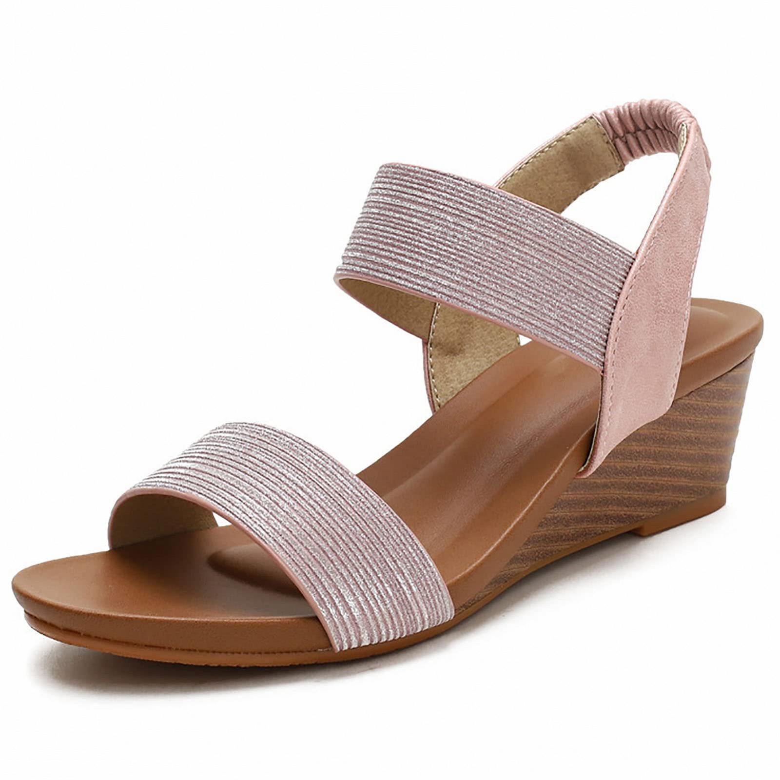 Босоніжки Sommersandalen жіночі з відкритим носком на низькій платформі PU рожеві, фото №1