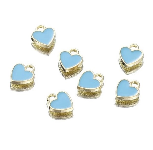 Подвеска металлическая с эмалью Саме Те Сердечко голубое 8х6 мм, фото №1