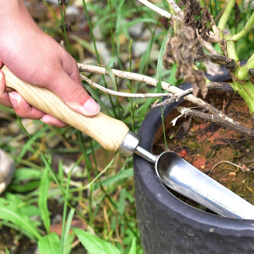 Лопата совковая посадочний Вузький, 1 шт, Нержавіюча сталь, з дерев'яною ручкою, для пересадки, прополки, садівництва, посадки, копання та різання. Розміри: 370 мм, фото №8