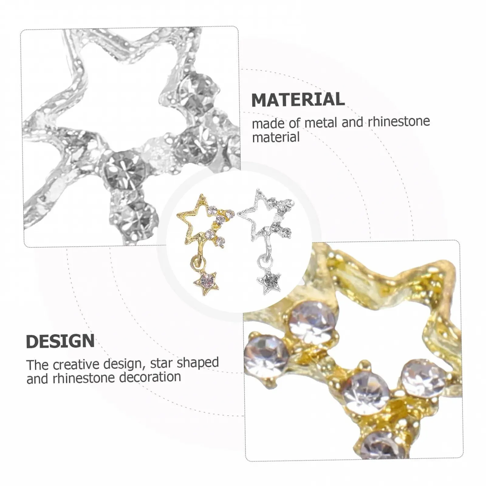 Підвіски для нігтів у формі зірок Mikinona, прикраси для манікюру, фото №2