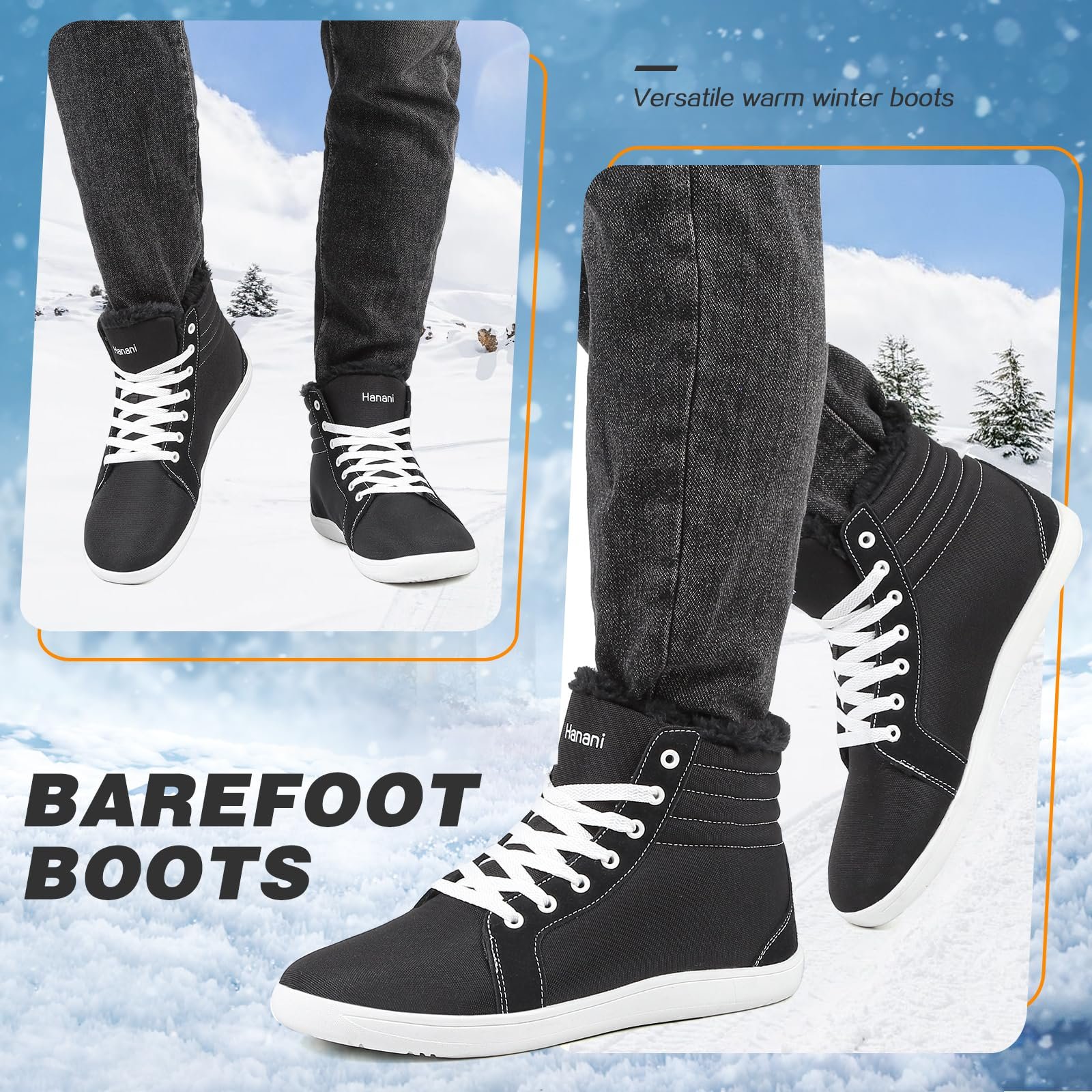 Черевики Barefoot Shoes Winter men Жіночі зимові утеплені чоботи з нековзною підошвою, фото №6