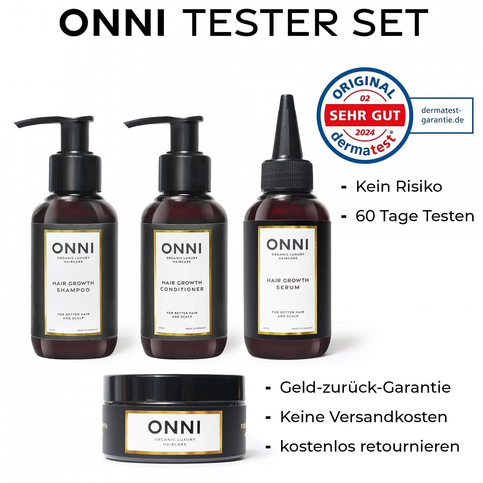 Набір для тестування Шампунь, Маска, Кондиціонер, Сироватка ONNI CLASSIC для росту волосся, фото №3