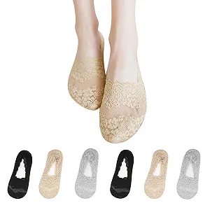 Шкарпетки-слідки жіночі TAGVO мереживні, 6 пар - Фото 1