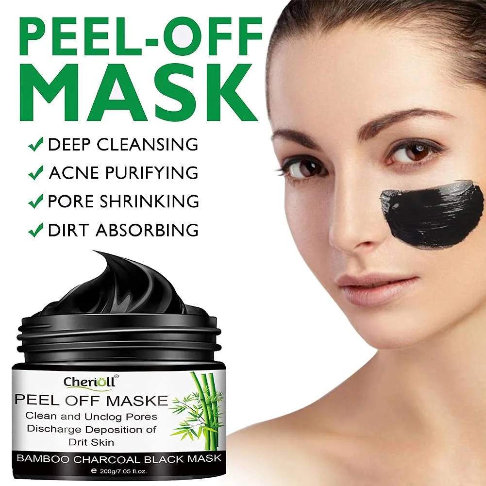 Маска для обличчя Вугільна маска від чорних цяток Bamboo для очищення пор Контроль жирності Очищення 200 г, фото №3