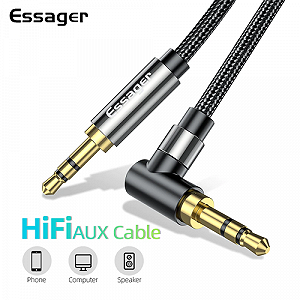 Аудіокабель ESSAGER розтягувач джек 3.5мм папа-папапа 90 град 1.5 м ПС - Фото 1