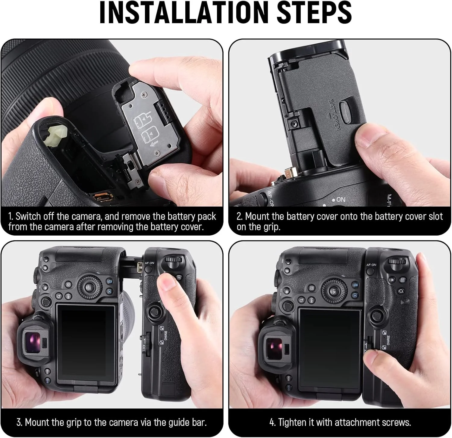 Аккумуляторный блок NEEWER BG-R10 совместим с Canon EOS R5 R5C R6 R6 Mark II Black, фото №6