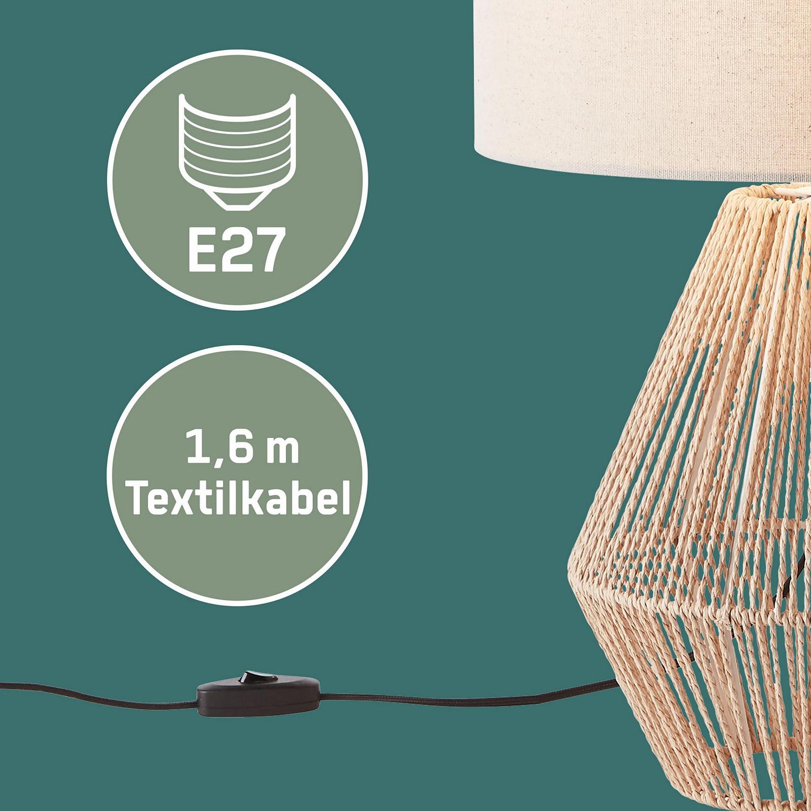 Настольная лампа Lightbox в природном стиле тканевый плафон 53 см E27 светло-коричневая/бежевая, фото №4