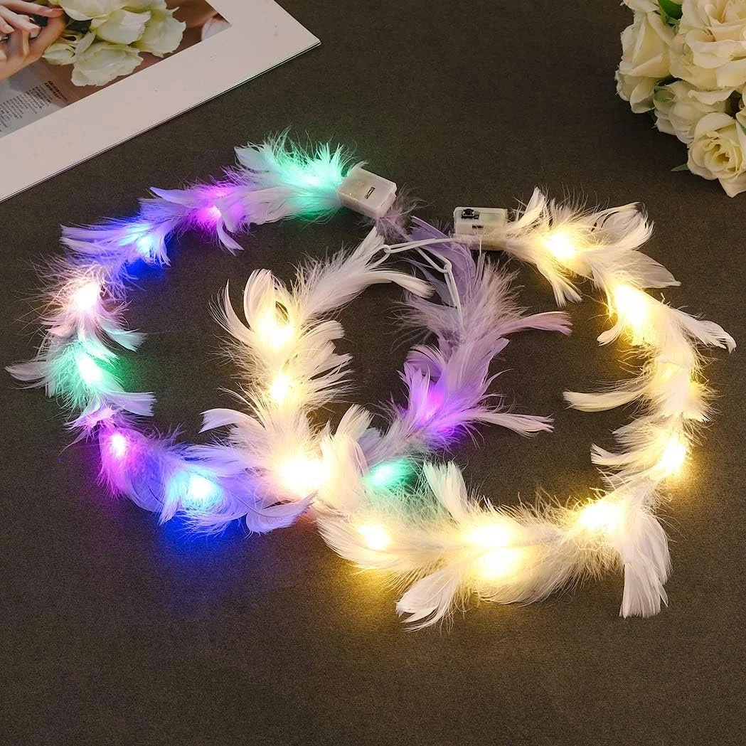 LED Обруч для волосся з пір'ям Yean, фото №1