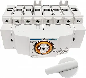 Перемикач трьохпозиційний Hager HIM408 I-0-II 400/690В Сірий - Фото 1