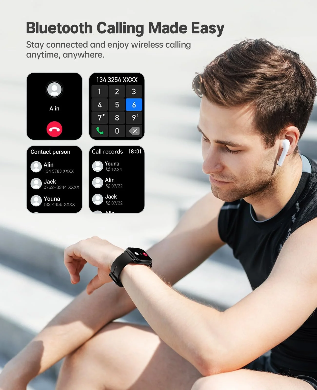 Смартгодинник для чоловіків та жінок з функцією відповіді/здійснення дзвінків, сенсорний екран 4,9 см, фото №2 Смартгодинник для чоловіків та жінок з функцією відповіді/здійснення дзвінків, сенсорний екран 4,9 см, фото №2