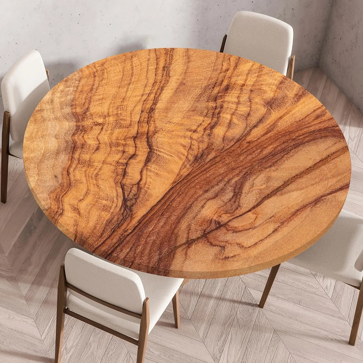 Скатертина Odot кругла еластична 3D-принт Wood Grain 80 см для столу 70-75 см, фото №1