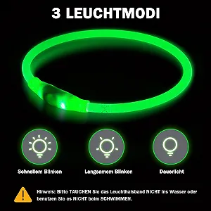 LED-ошейник Nepfaivy USB Водонепроницаемый 3 режима освещения Регулируемая длина для средних и крупных собак synthetic.ua - Фото 1