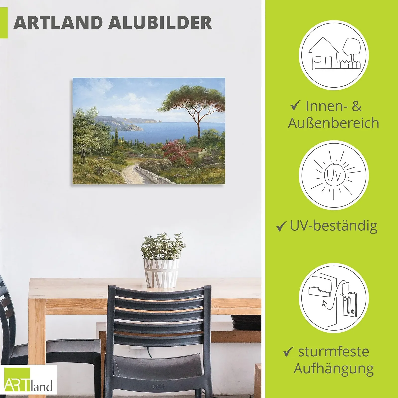 Картина настінна ARTland T4DL Landscape Tuscany Алюмінієва композитна панель 100 x 70 см, фото №3