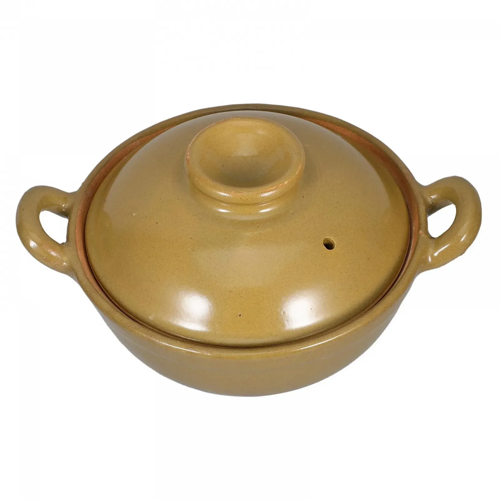Глиняний горщик OUNONA з кришкою термостійкий з подвійними ручками, фото №1