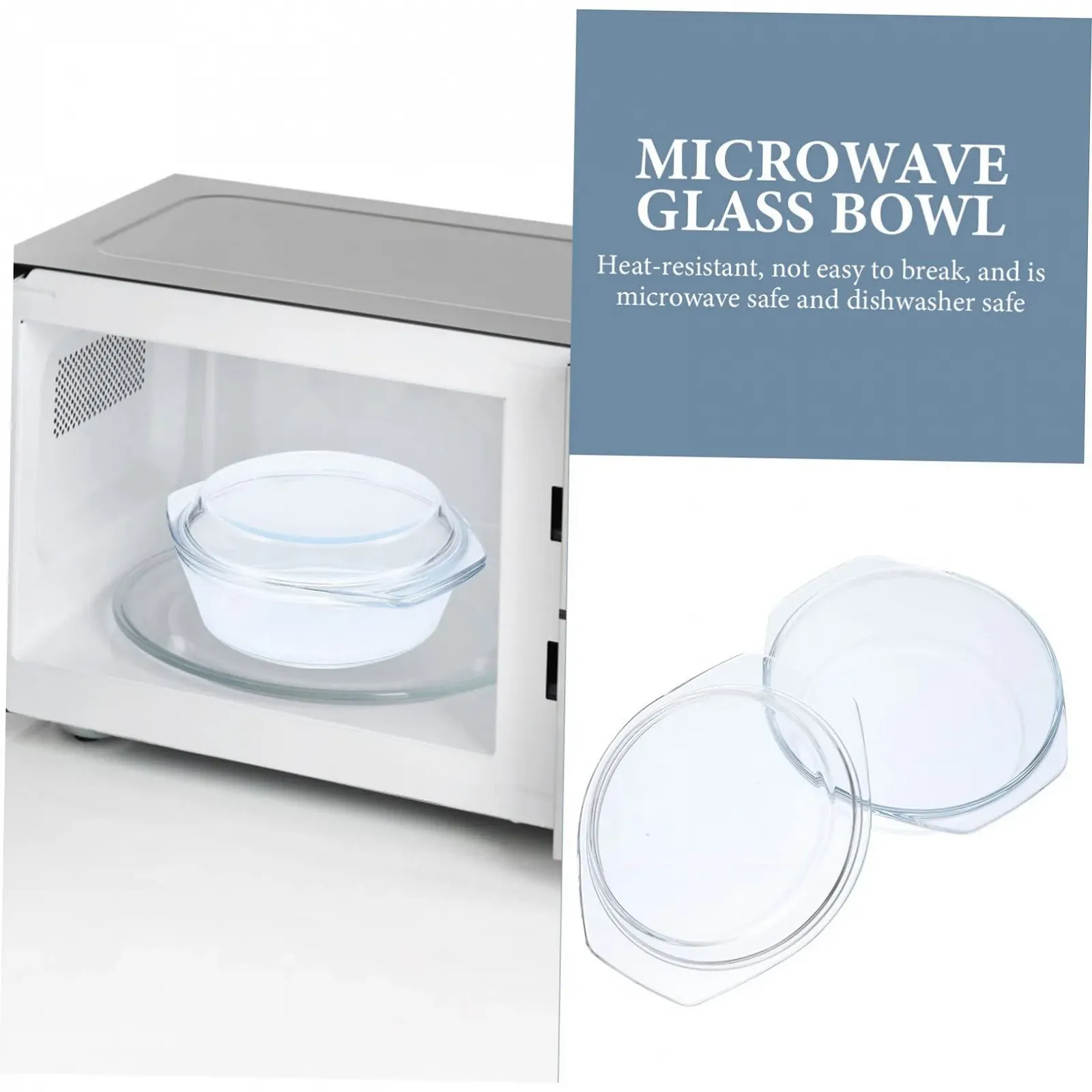 Форма для запекания стеклянная TOYANDONA с крышкой круглая термостойкая прозрачная, фото №8