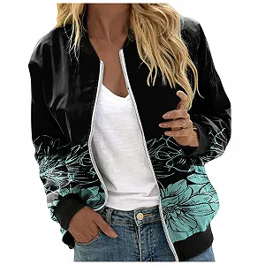 Купити Бомбер Жіночий Квітковий Короткий - Фото 1 Бомбер Жіночий Квітковий Короткий - Фото 1