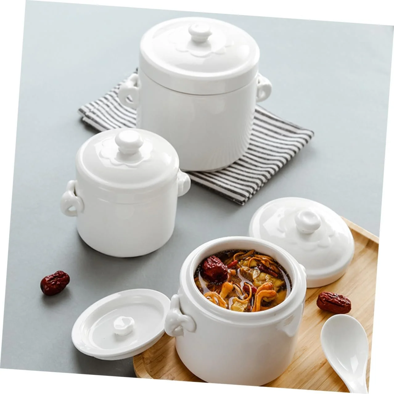 Кастрюля VALICLUD керамическая с крышкой для супа и приготовления на пару, фото №4