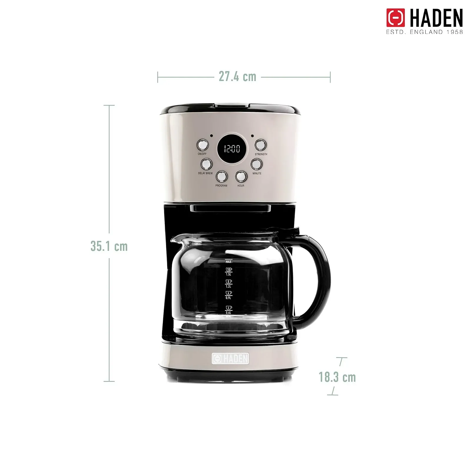 Капельная кофеварка HADEN Dorset Putty 1,8 л бежевая, фото №2