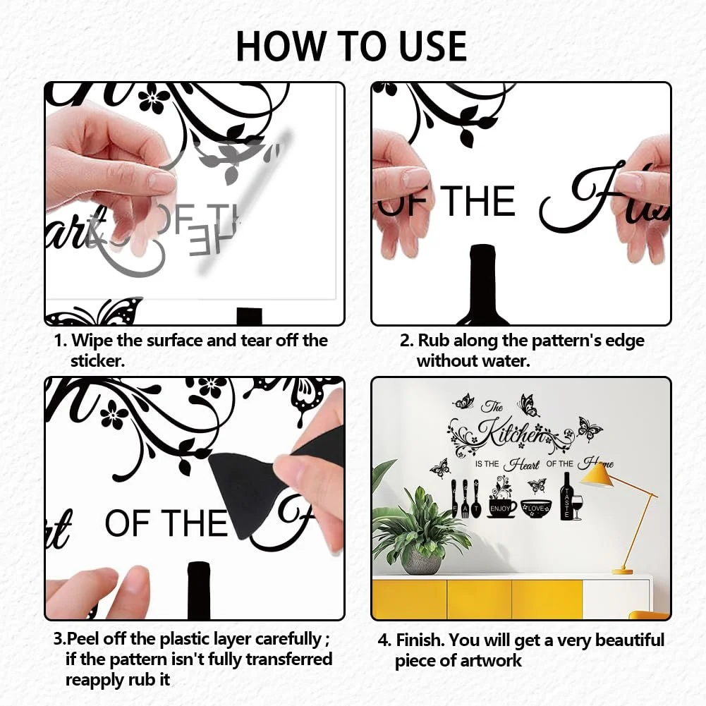 Наклейка для стен ANATTASOUL Kitchen Utensils and Butterfly 96 x 30 см и 60 x 38 см, фото №3