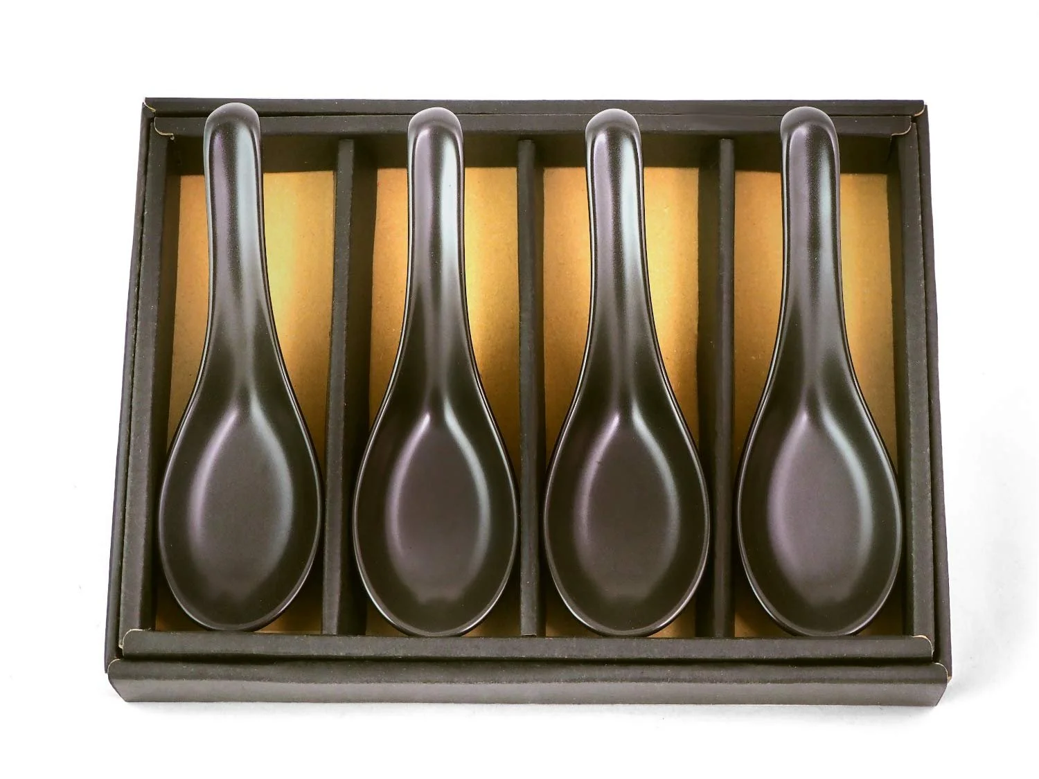 Ложка Супова Renge Kuro Японська Порцеляна Набір 4 шт Антрацит Чорний, фото №1