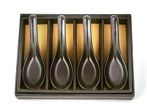 Ложка Супова Renge Kuro Японська Порцеляна Набір 4 шт Антрацит Чорний - Фото 1