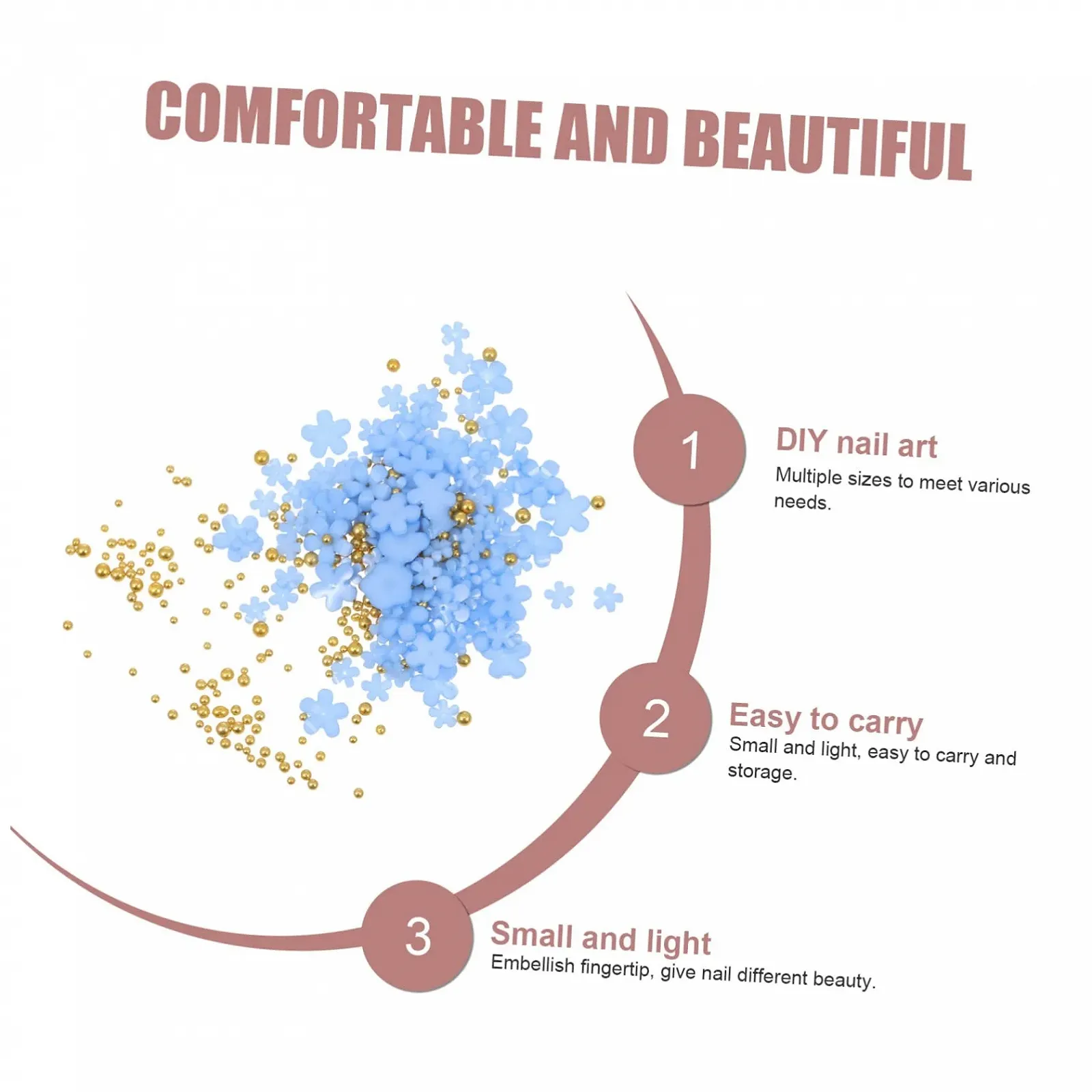 Цветок FRCOLOR Акриловый декоративный для дизайна ногтей 3D, фото №4