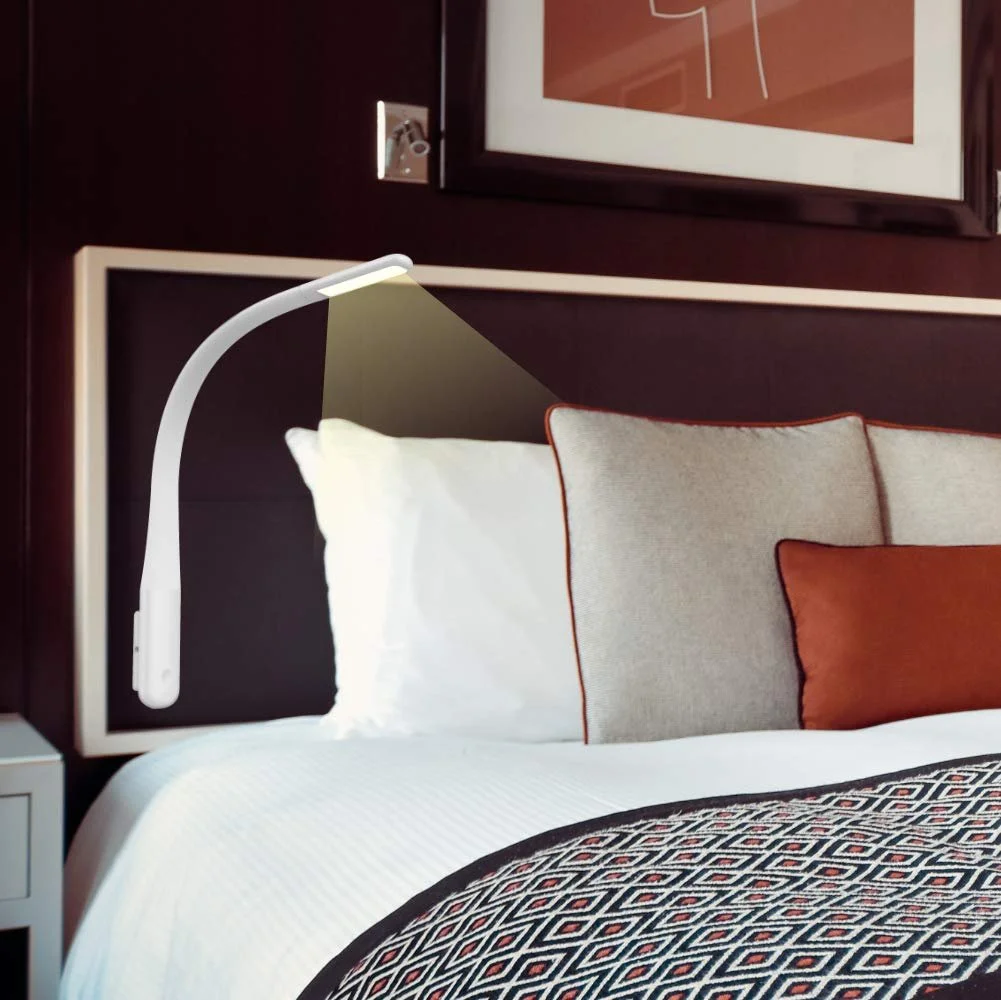 Настільна лампа kalb Material für Möbel Sedani Bed Light 4 W Reading Light Flex Silicone Neck Warm White Біла, фото №2