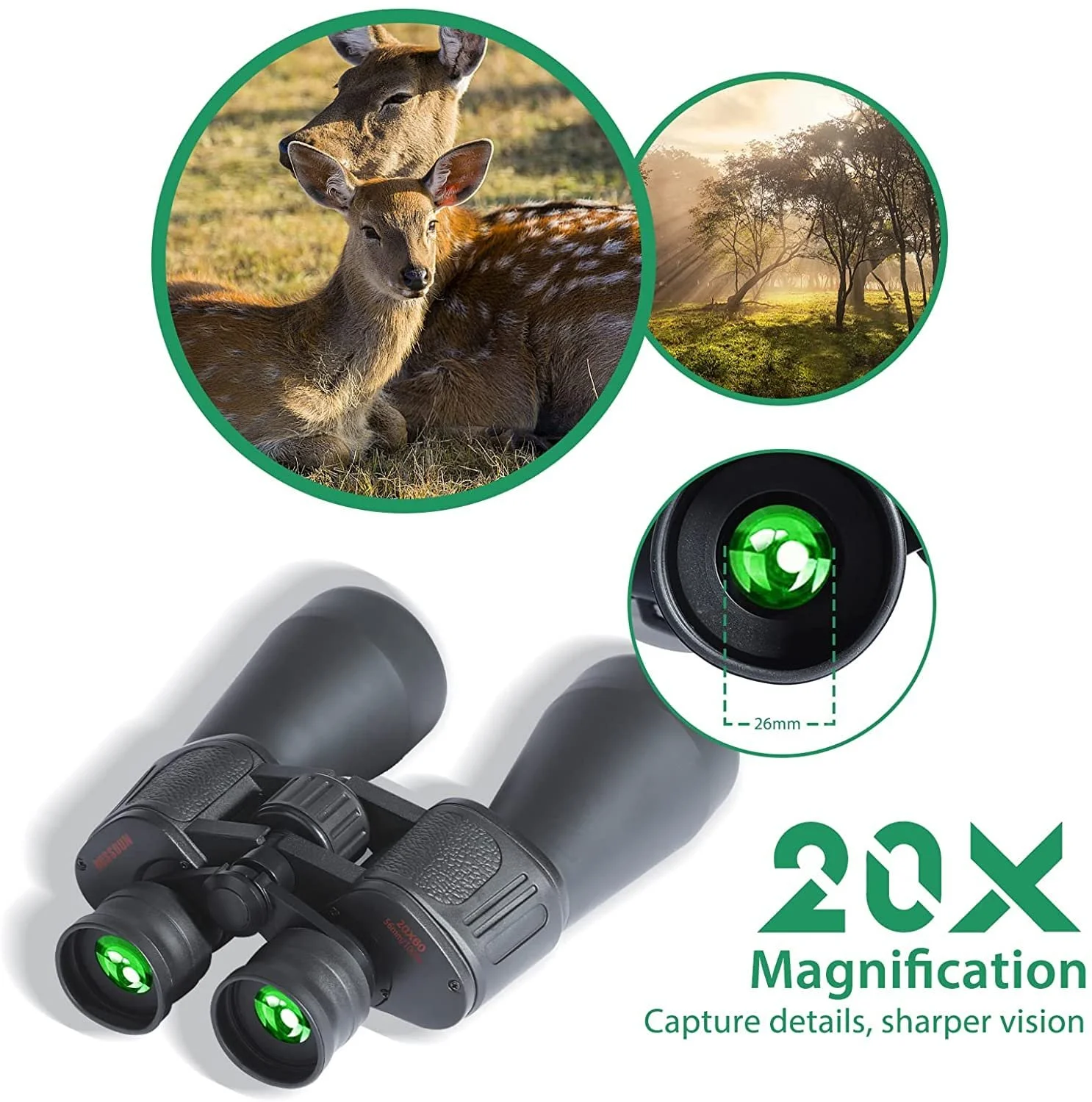 Бінокль Bossdun 20x60 Високої потужності з адаптером для штатива, фото №4