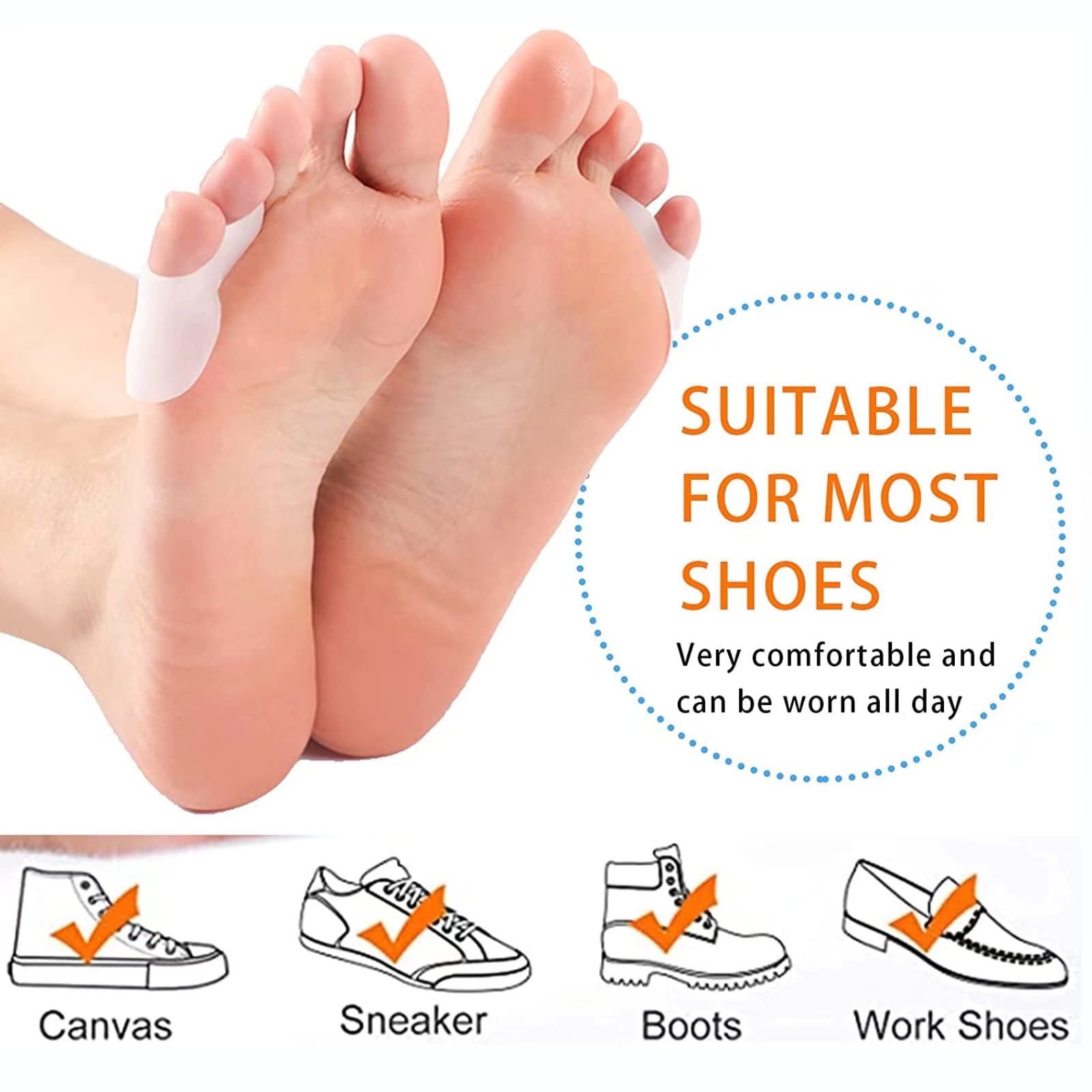 Коректор великого пальця стопи RUNRAYAY 8 шт з роздільником Гелева захисна подушечка для мізинця від вальгусної деформації, фото №3