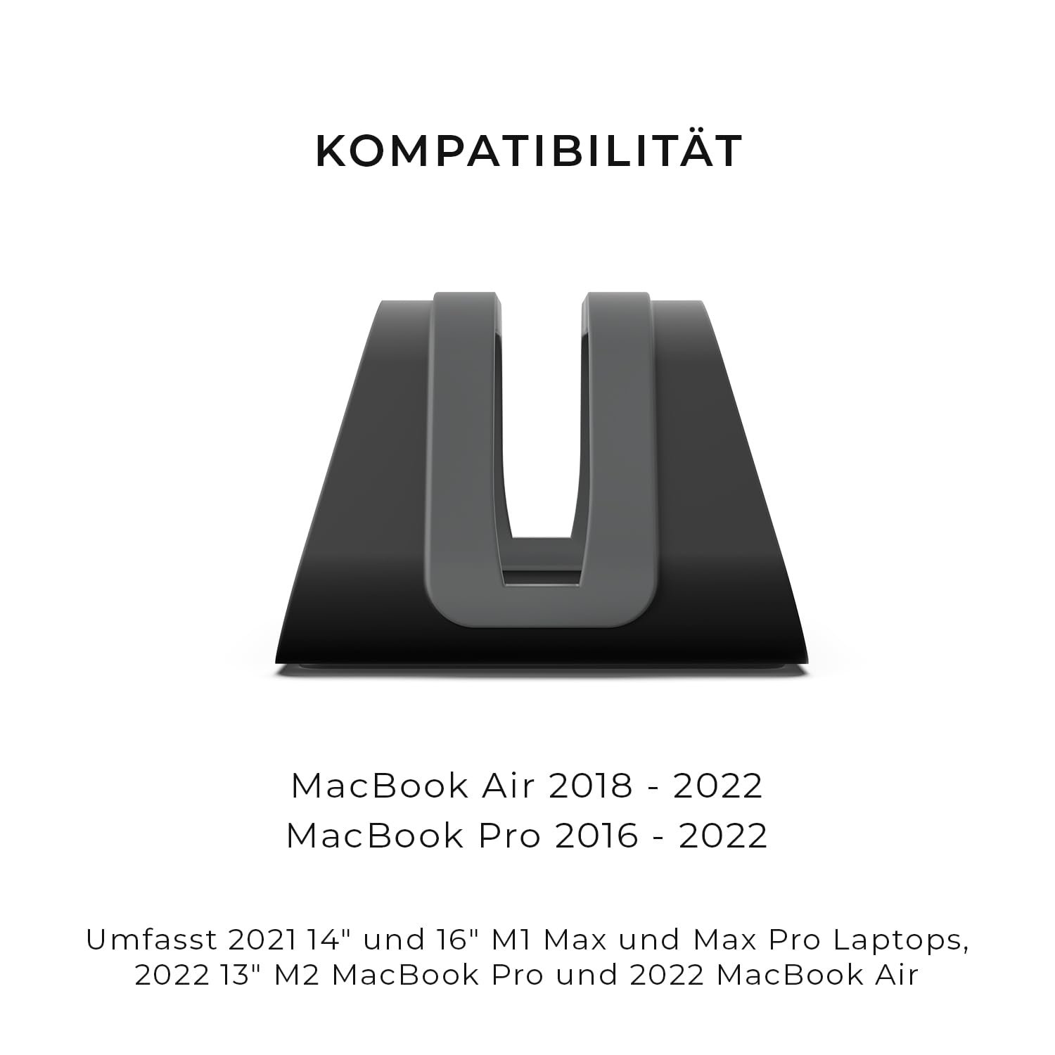 Вертикальна підставка для ноутбука HumanCentric для MacBook Pro/Air, алюмінієва, чорна, фото №7