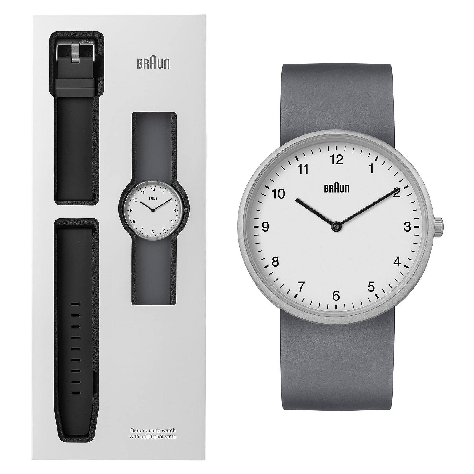 Часы Braun 2 Hand Analog Quartz с дополнительным силиконовым ремешком, быстросъемные штифты 38 мм, фото №2