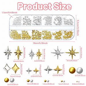 Украшения для ногтей Набор 2200 шт. Звезда Золото Серебро Металл synthetic.ua - Фото 1