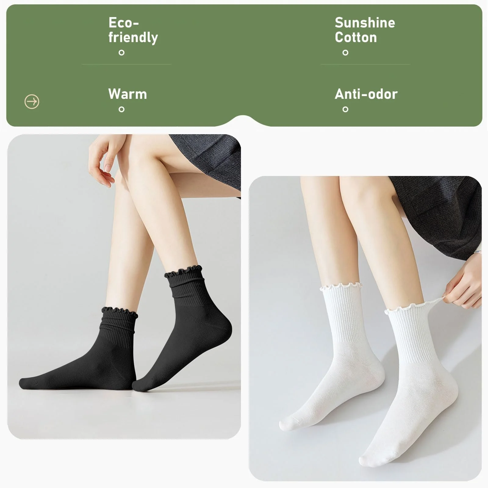 Шкарпетки з рюшами Жіночі бавовняні (5 пар), фото №5 Шкарпетки з рюшами Жіночі бавовняні (5 пар), фото №5