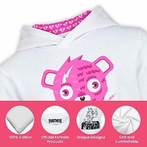 Худи FORTNITE Cuddly Bear Белый Длинный Рукав Детский Унисекс с Капюшоном на Шнурках Gaming Хлопок Размеры 10-16 лет synthetic.ua - Фото 1