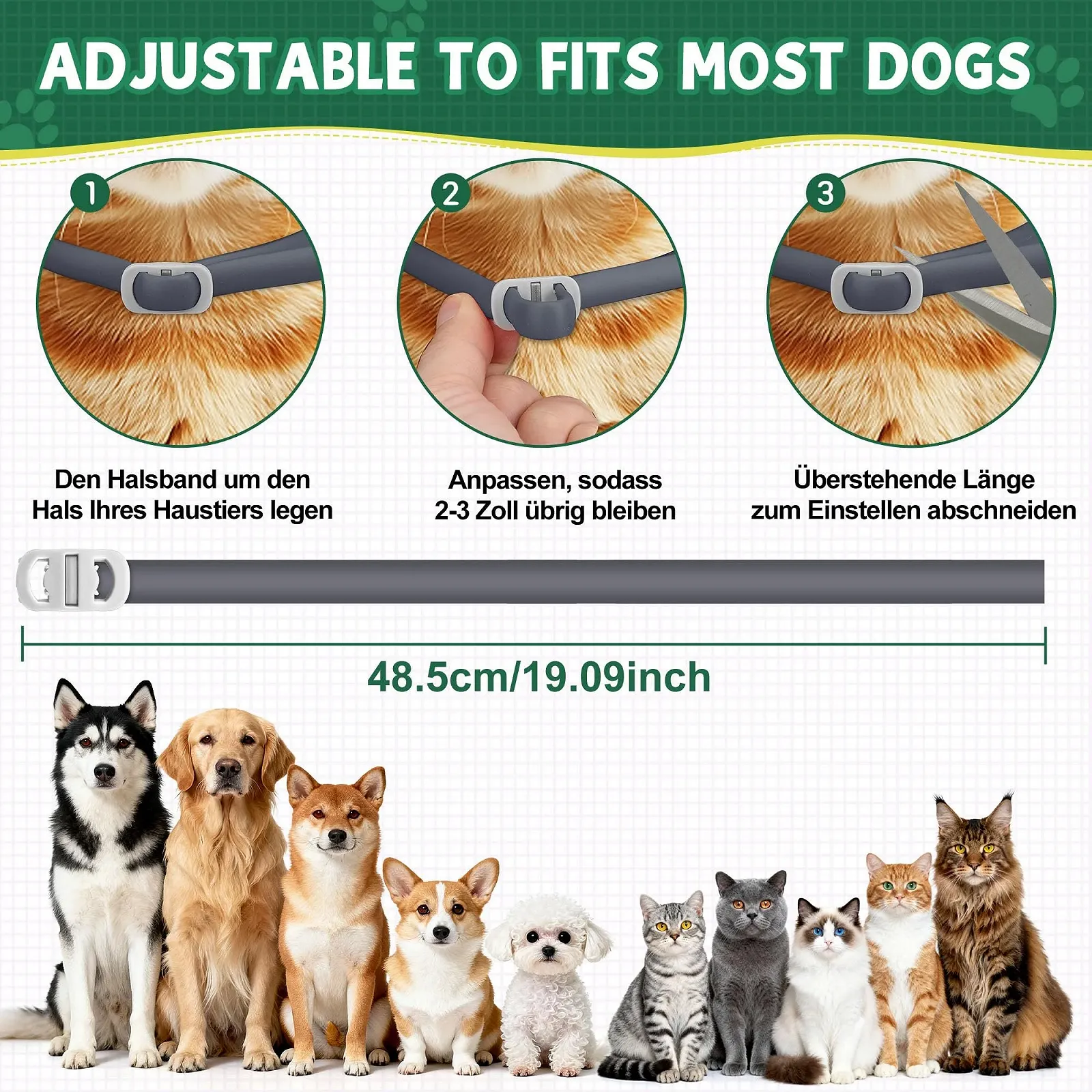 Нашийник від бліх та кліщів Pack of 2 Natural Flea and Tick Protection водостійкий регульований Black, Universal, фото №2