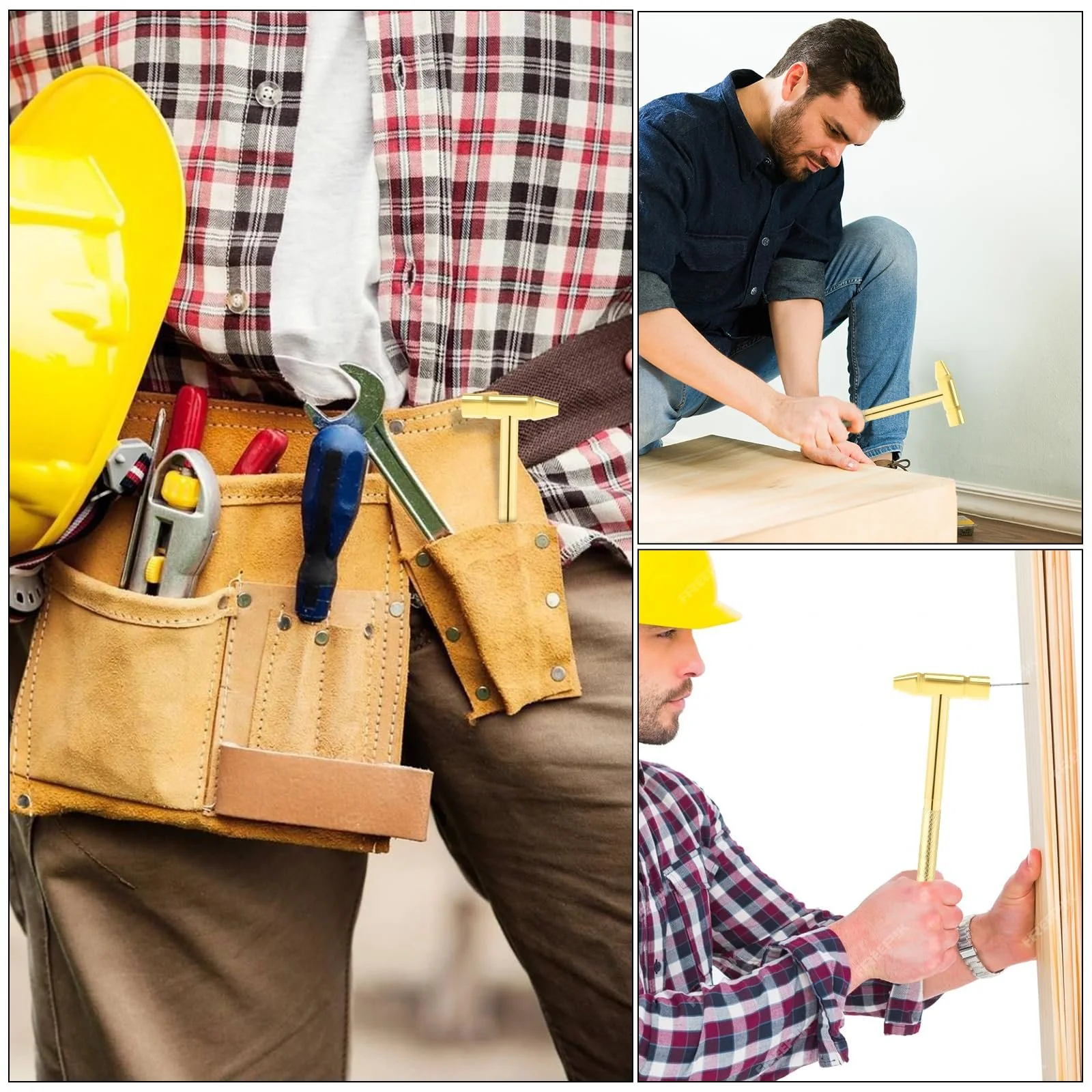 Мініатюрний молоток і набір викруток 6-в-1 для годинників золото, фото №6