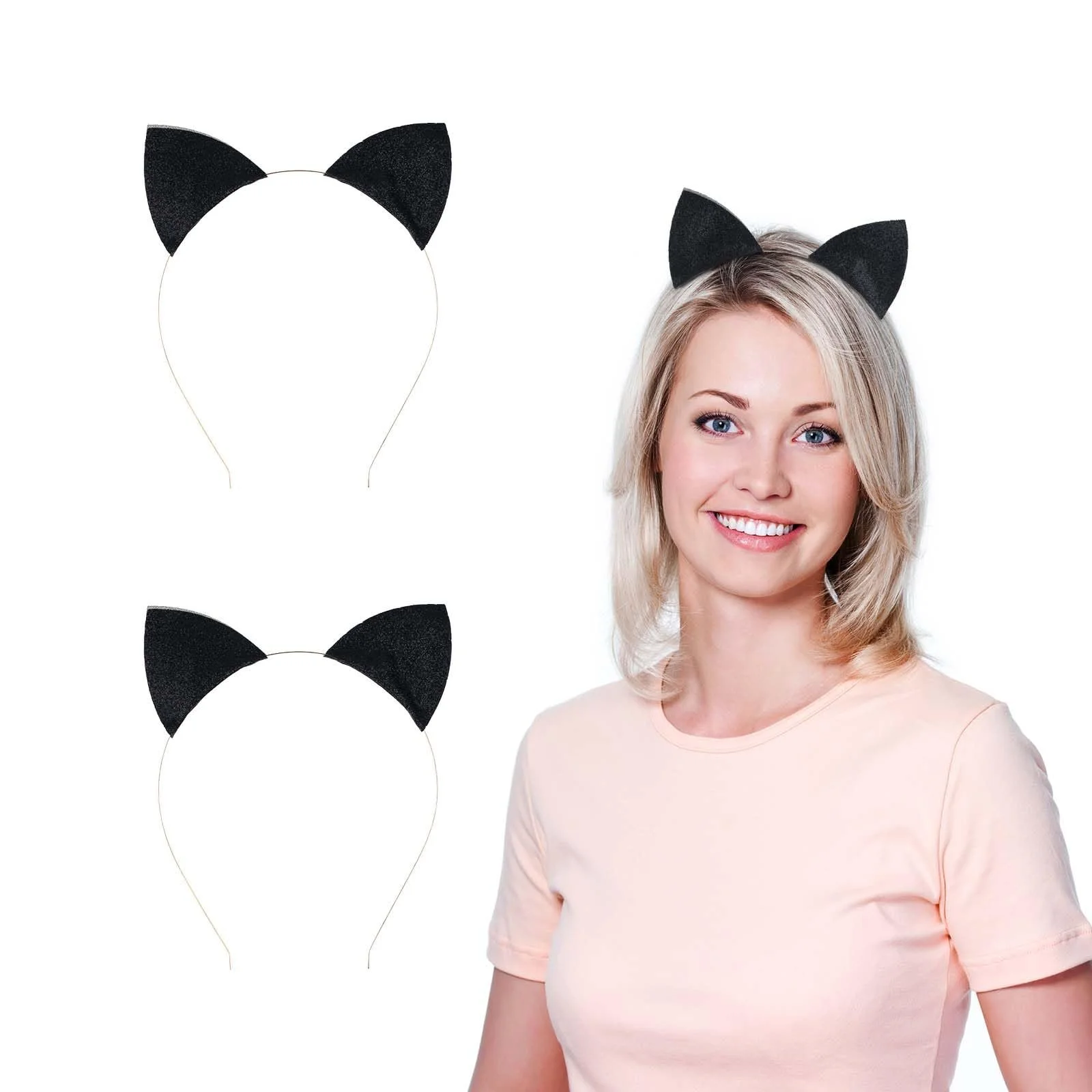 Обруч для волосся Вушка котика з блискітками, 2 шт., фото №7