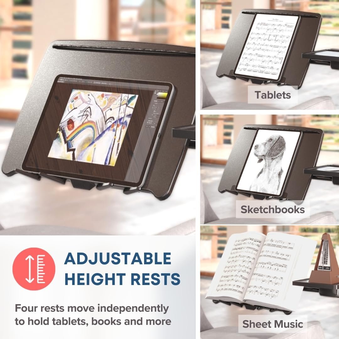 Підставка для ноутбука Levo Deluxe G2-801 з підставкою для миші Стильний дизайн Gunmetal і Black, регулювання висоти, обертання на 360
градусів, фото №4