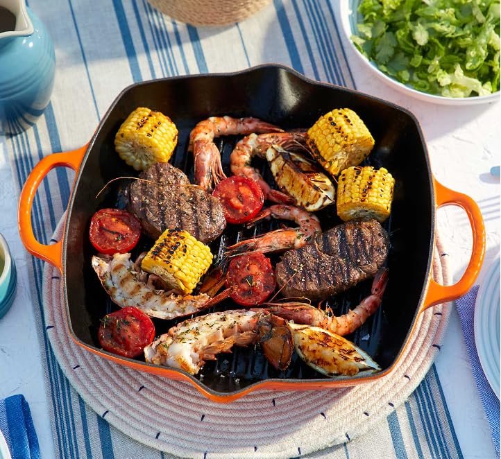 Сковорода-гриль Le Creuset Signature 20200300600422 квадратна висока чавунна з додатковою ручкою 30 см Cherry Red, фото №3