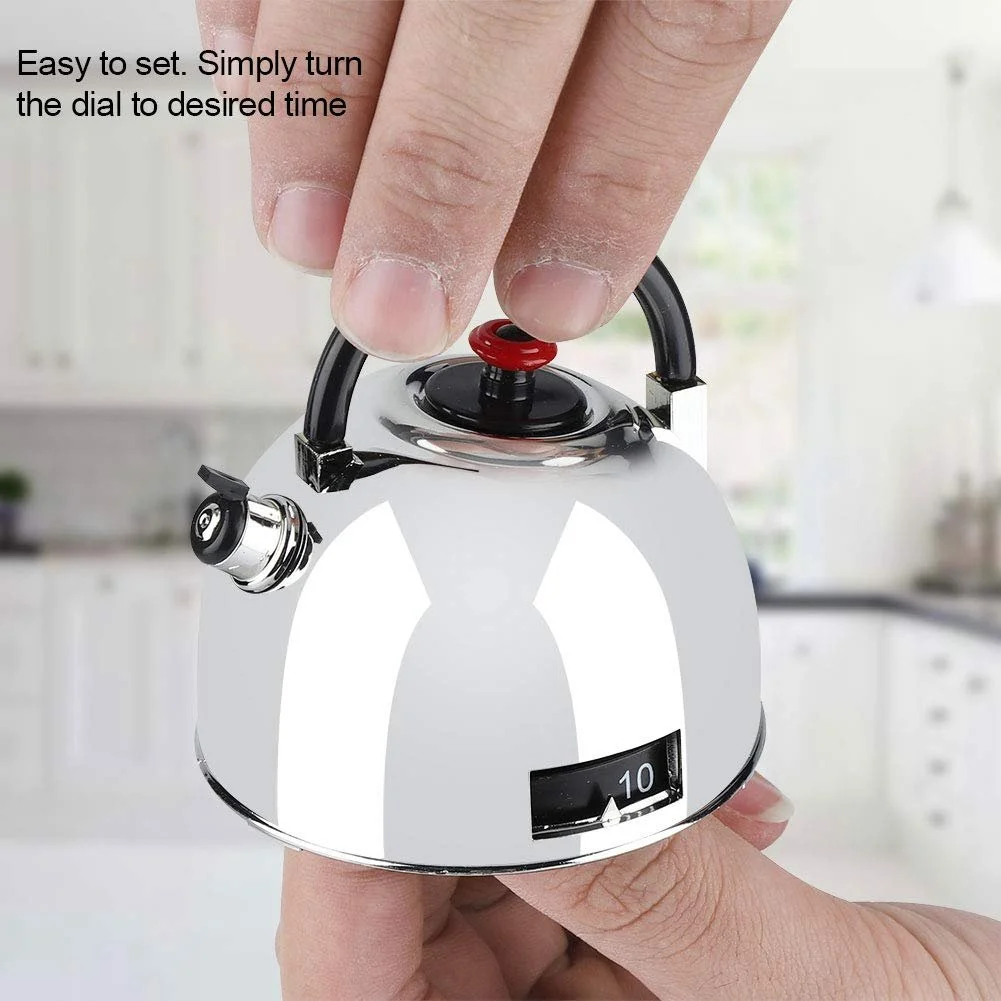 Таймер кухонний механічний Teapot Stainless Steel 60 хвилин Форма чайника Сталевий, фото №8 Таймер кухонний механічний Teapot Stainless Steel 60 хвилин Форма чайника Сталевий, фото №8