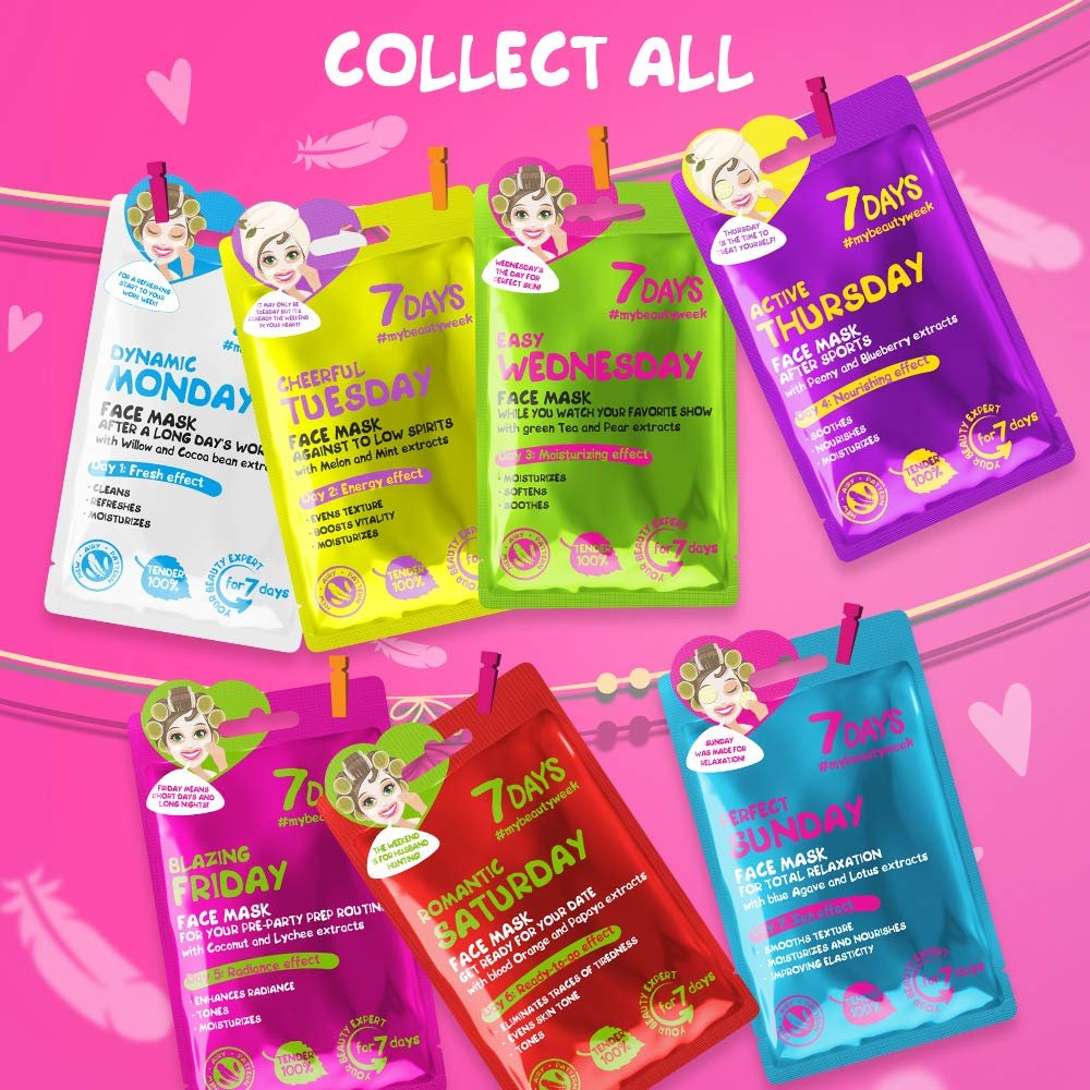 Маска для обличчя 7Days Набір подарунковий для догляду за шкірою - Набір листових масок, фото №3