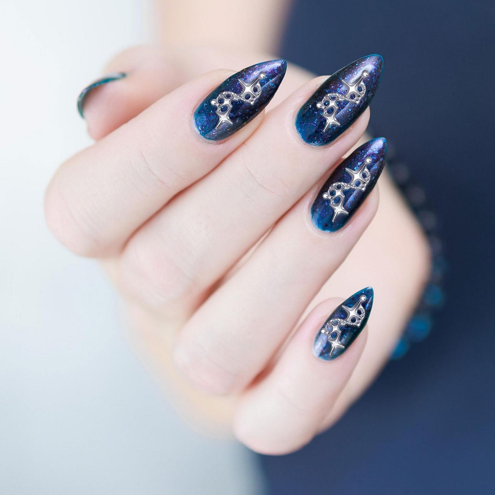 Украшения для ногтей Звезда 3D 100 шт. Triplet Star Серебряные акриловые стразы для ногтей, ювелирные изделия для женщин, девочек, мобильных телефонов, скрапбуков, конвертов, рождественских открыток, фото №4