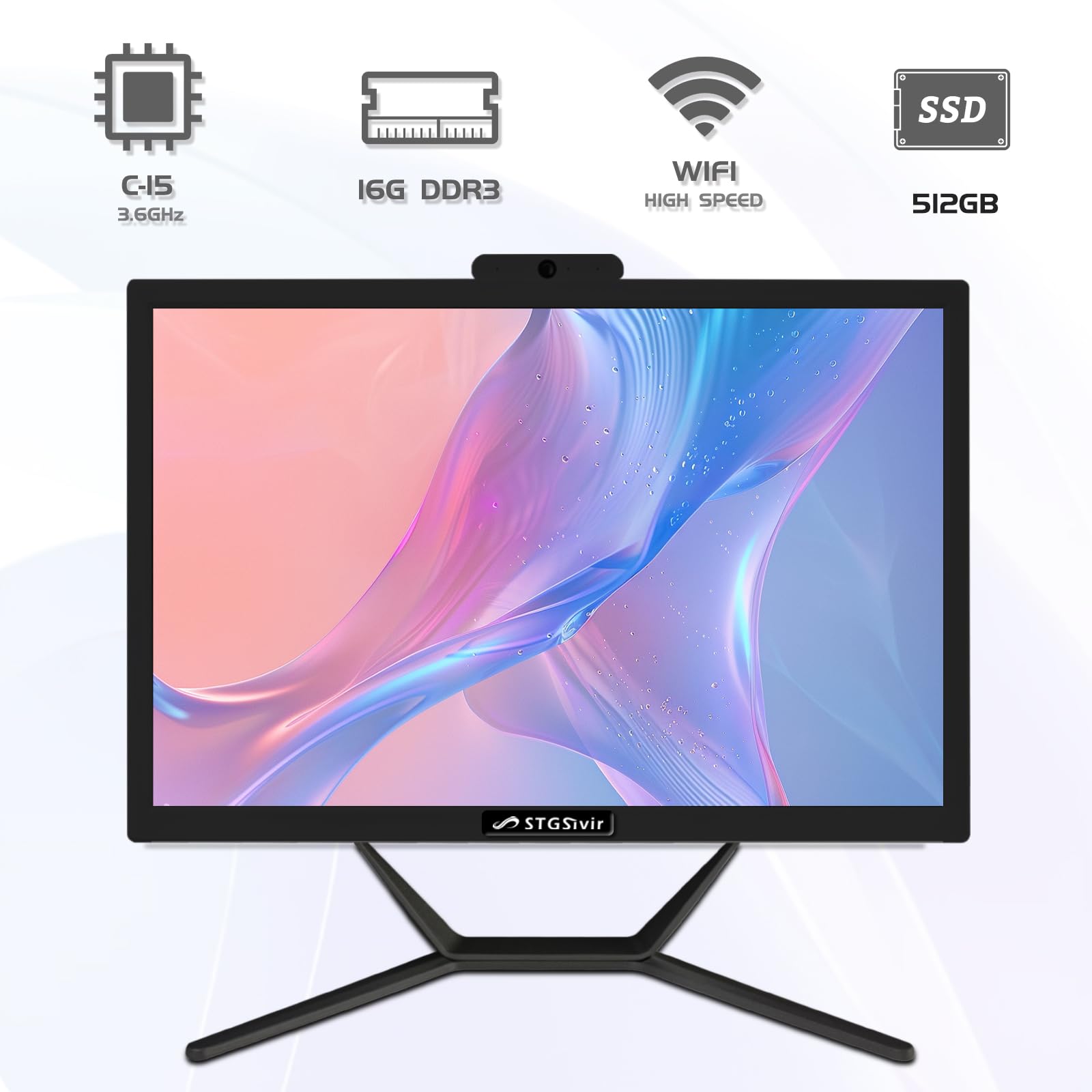 Комп'ютер STGsivir Ordinateur de Bureau Tout-en-un 19" Intel Core i5 16 ГБ 512 ГБ SSD WiFi 5 Bluetooth W10H64, фото №2