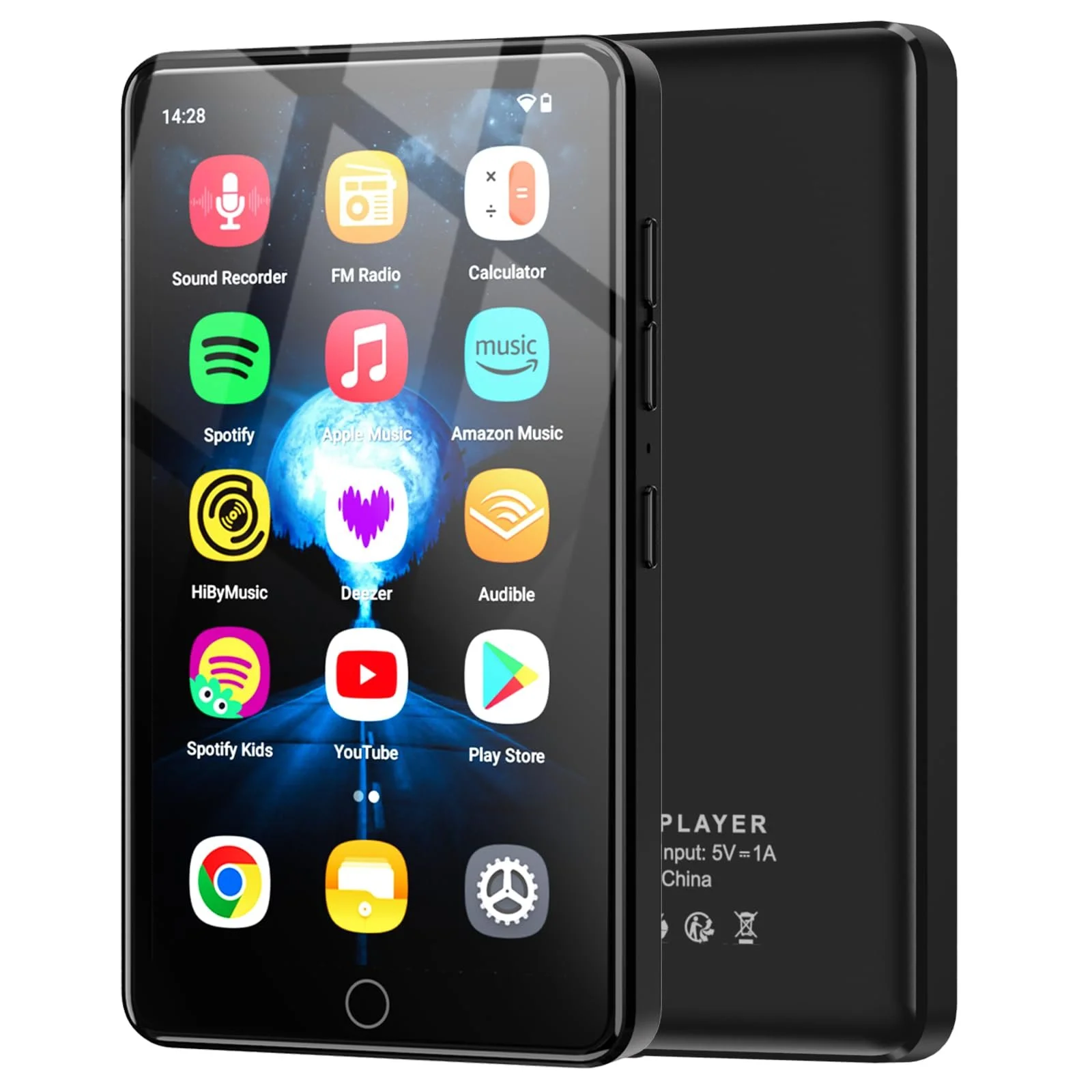MP3-плеер 96GB с Bluetooth и WiFi, 4.02 Дюймовый IPS HD MP4 плеер с Android 13 OS, с динамиками, Android MP4 MP3 плеер с Deezer, Spotify и Play Store, фото №1