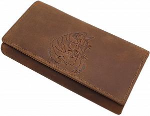 Гаманець Жіночий myledershop Великий Buffalo Full Leather з мотивом кота та захистом RFID & NFC Cognac Коричневий - Фото 1