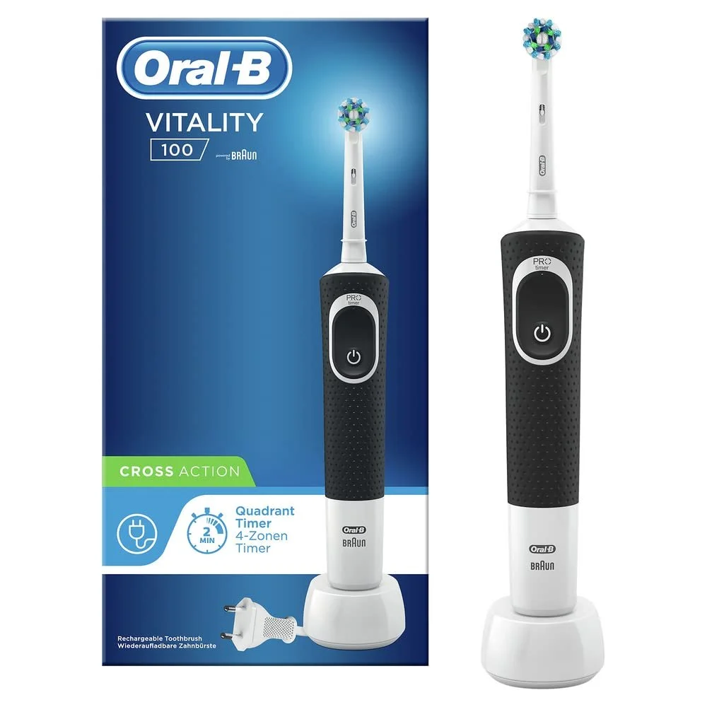 Электрическая зубная щетка Oral-B Vitality 100 1 программа таймер CrossAction Черная, фото №1