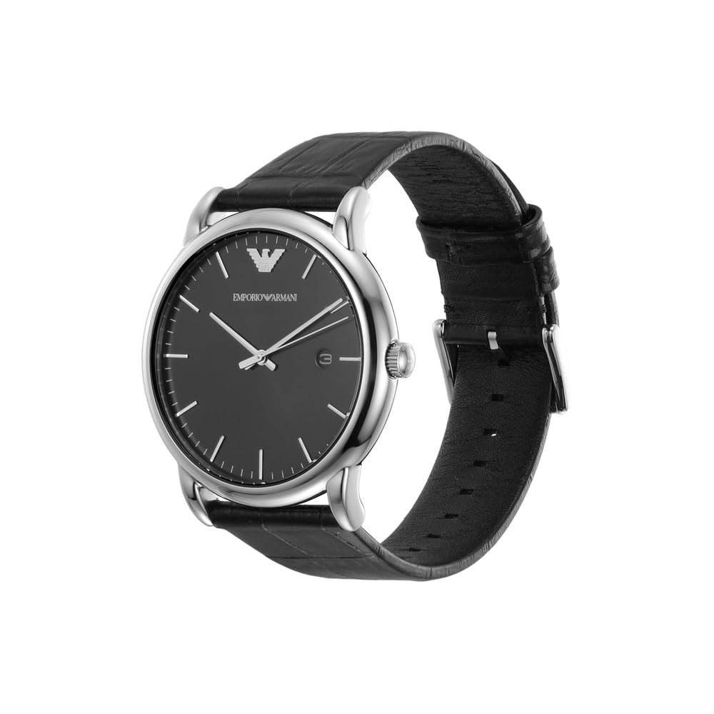 Годинник Emporio Armani чоловічий, кварцовий механізм з трьома стрілками, датою, корпус 43 мм, шкіряний ремінець, фото №3
